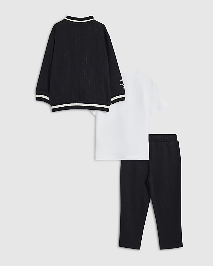 Mini Boys Navy Pinstripe Bomber Jacket Set