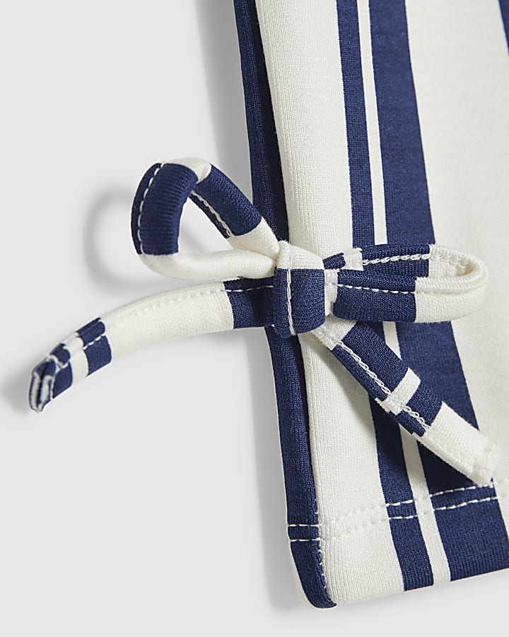 Girls White Premium Stripe Bow T-Shirt