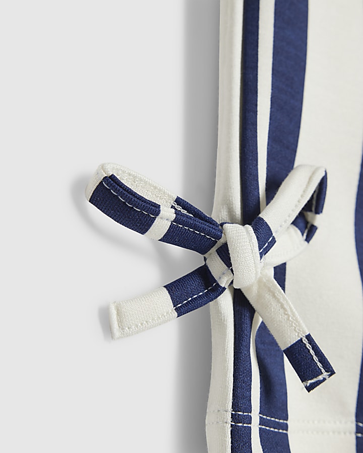 Girls White Premium Bow Stripe Shorts