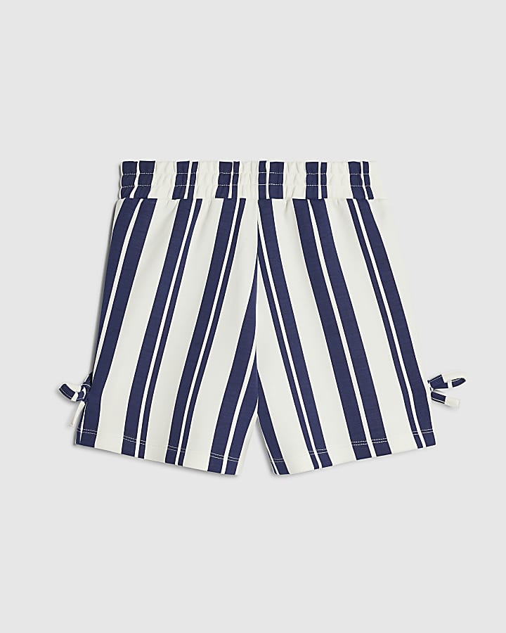 Girls White Premium Bow Stripe Shorts