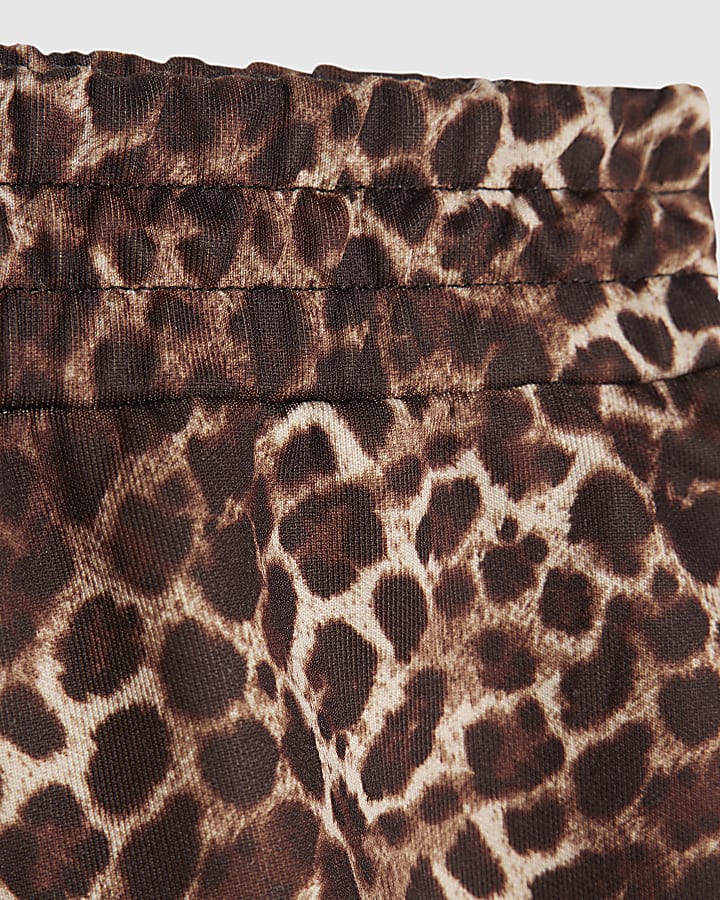Girls Brown Premium Leopard Print Bow Shorts