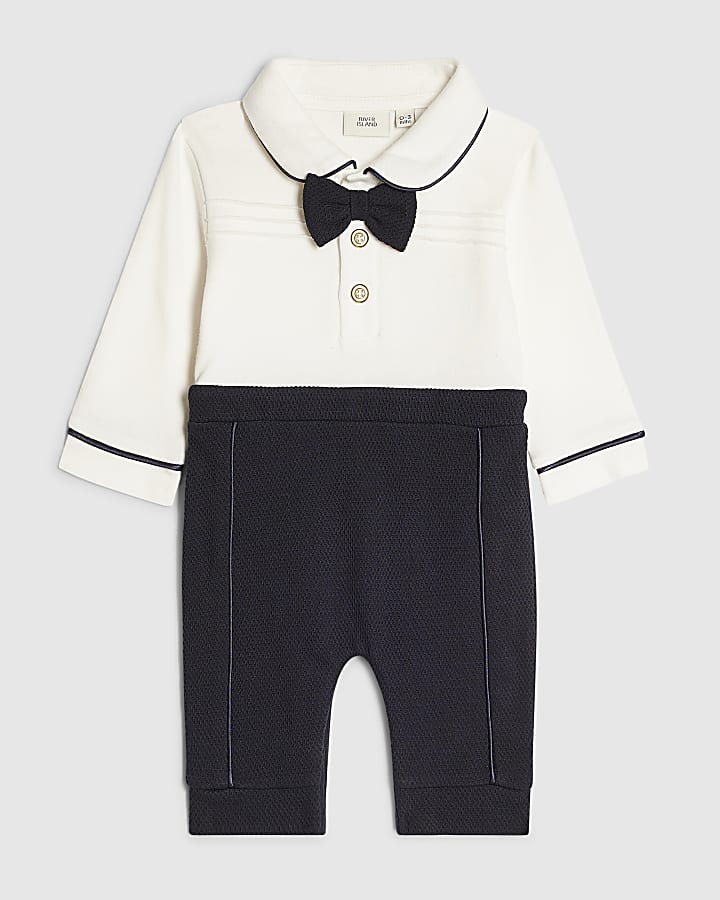 Baby Boys Navy Sailor Tie Bear Top  Set