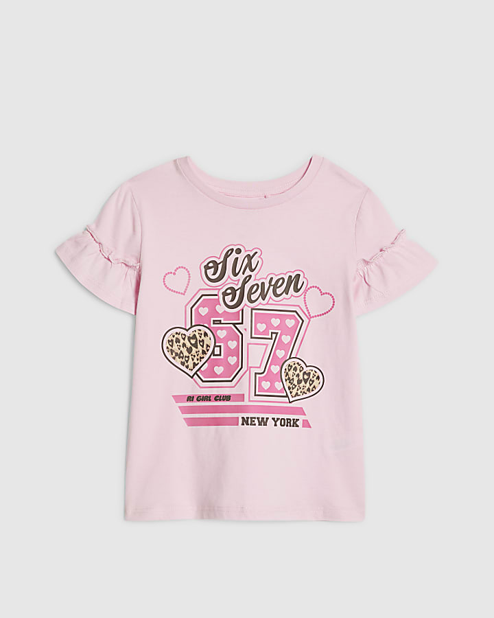 Mini Girls Pink New York Six Seven T-Shirt