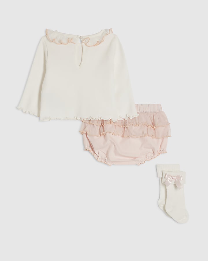 Baby Girls Pink Frill Bloomer Set
