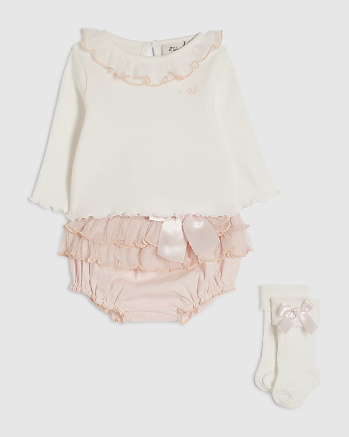 Baby Girls Pink Frill Bloomer Set
