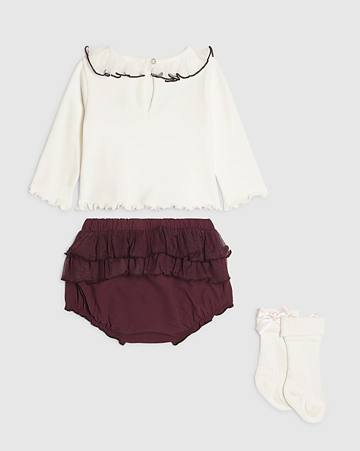 Baby Girls Purple Frill Bloomer Set