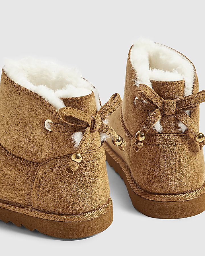 Girls Brown Faux Suede Boots