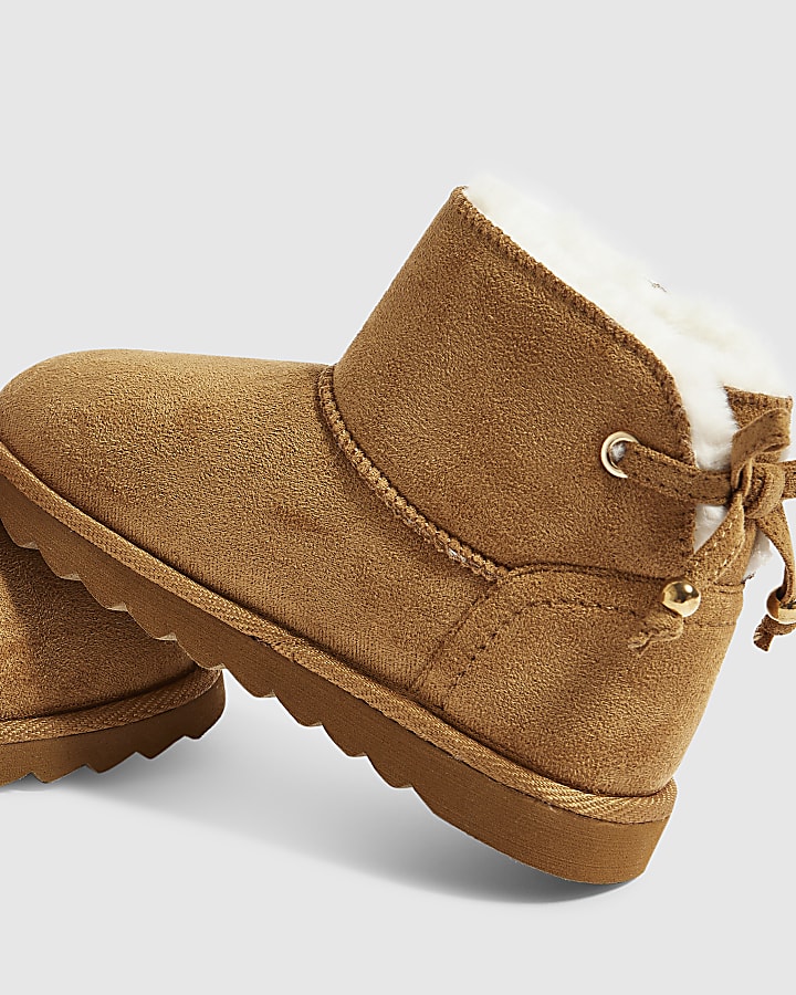 Girls Brown Faux Suede Boots