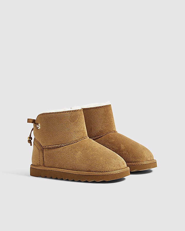 Girls Brown Faux Suede Boots