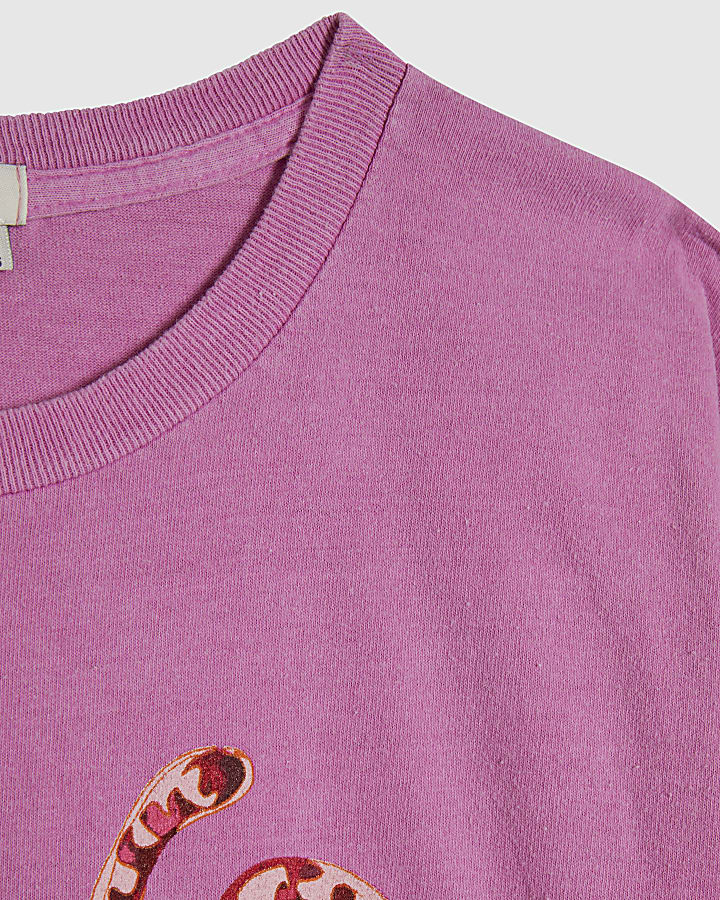 Girls Pink Dyed Tiger T-Shirt