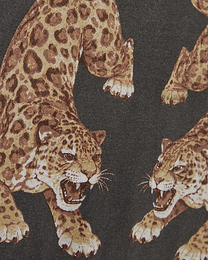 Girls Grey Dyed Tiger T-Shirt