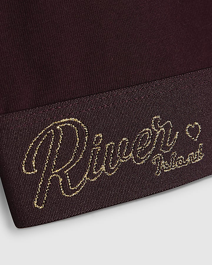 Girls Purple Boatneck RI Waistband Top