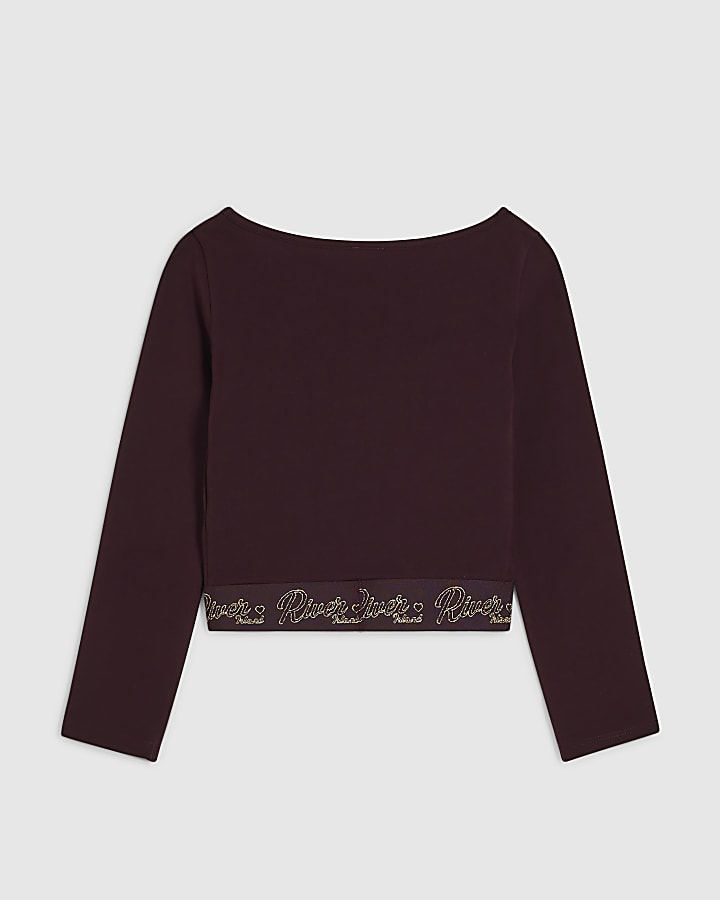 Girls Purple Boatneck RI Waistband Top