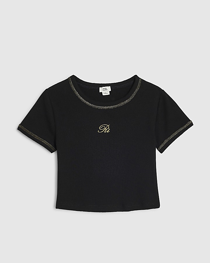 Girls Black Lurex T-Shirt