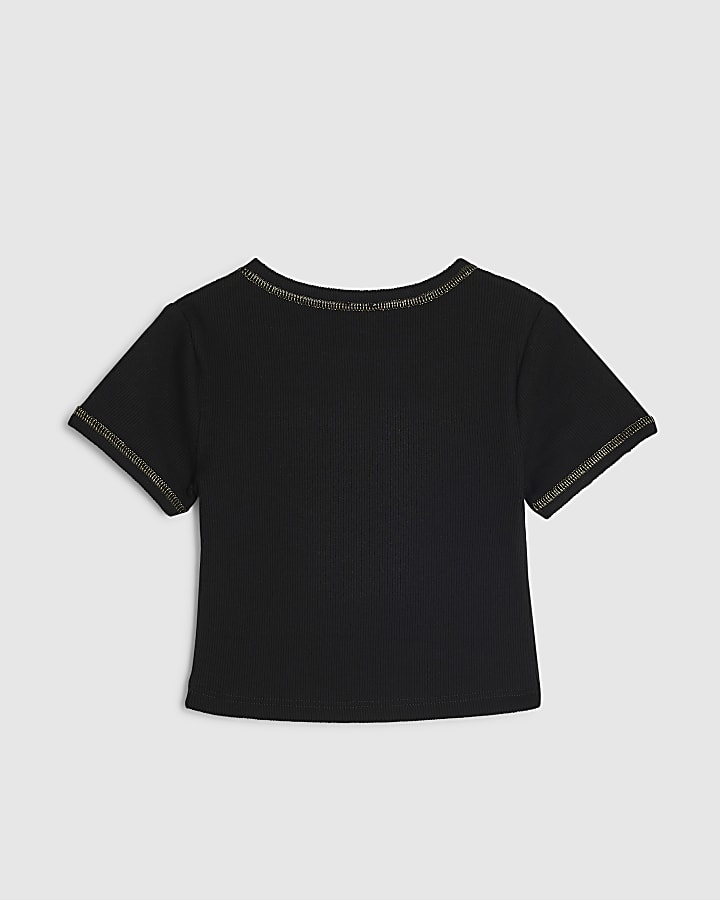 Girls Black Lurex T-Shirt