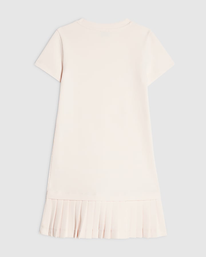 Girls Pink Pleated Hem Dress