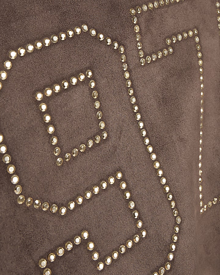 Girls Brown Suede 97 Hotfix Bomber Jacket
