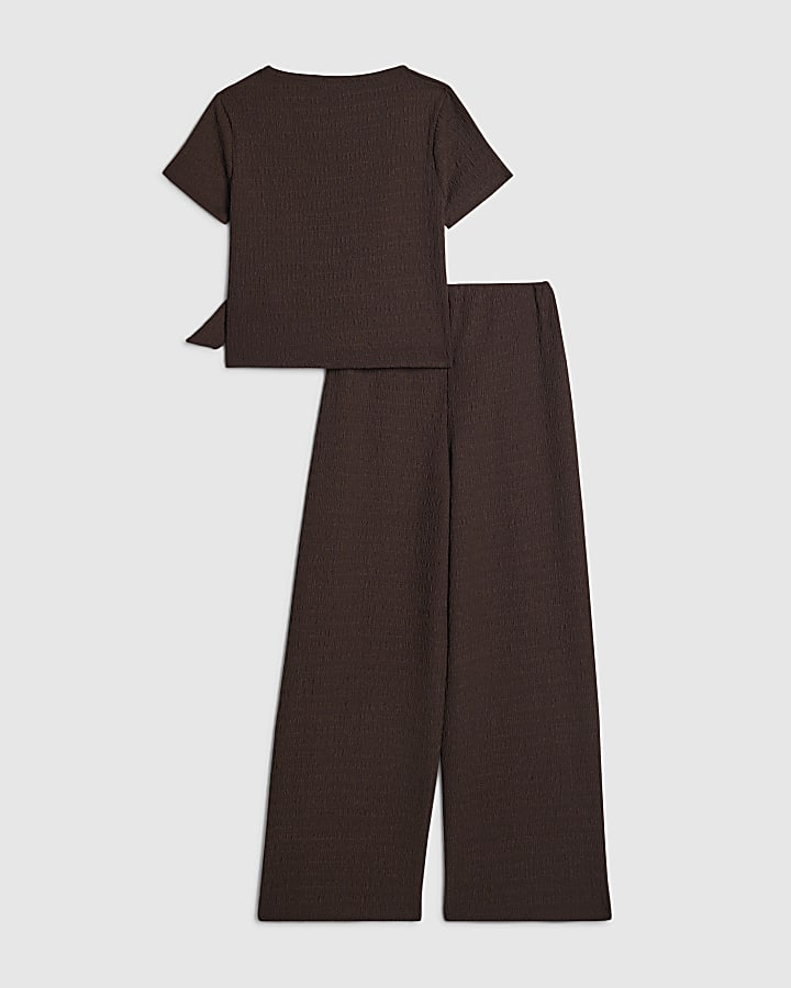 Girls Brown Textured Set