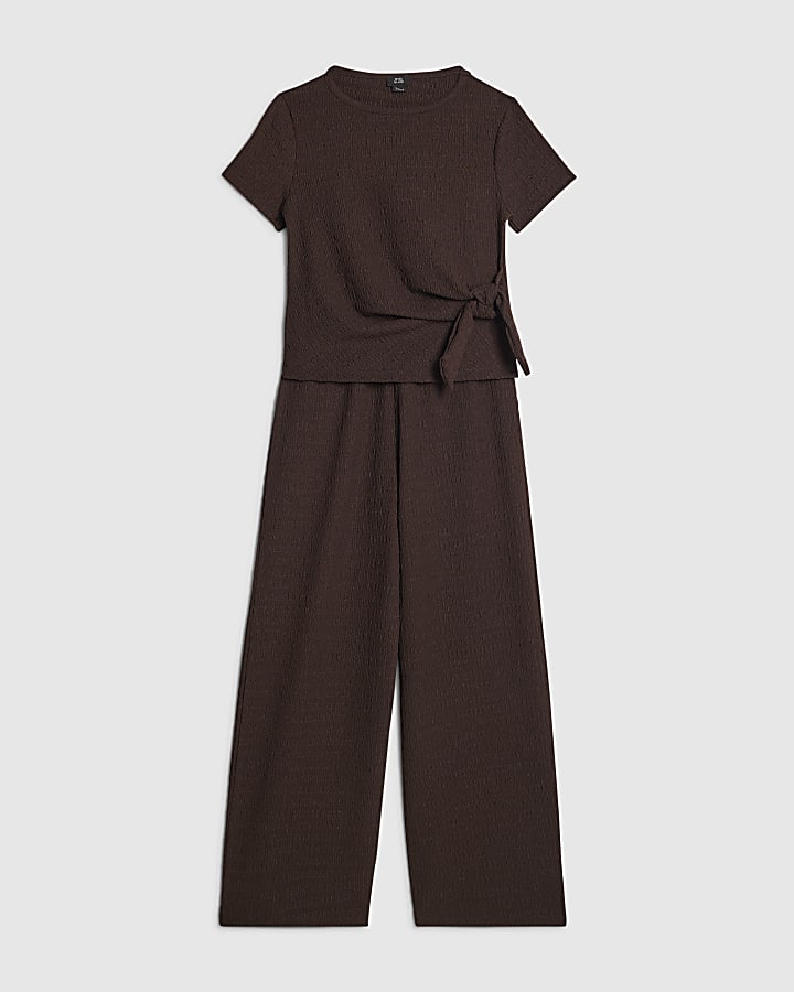 Girls Brown Textured Set