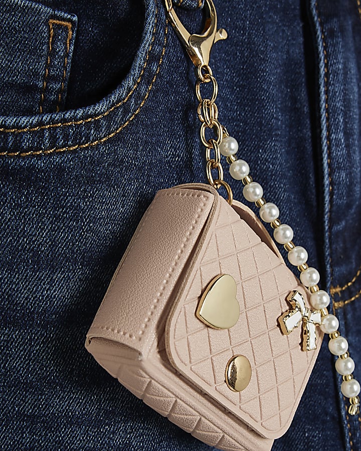 Girls Blue Flared Jeans With Keychain Bag
