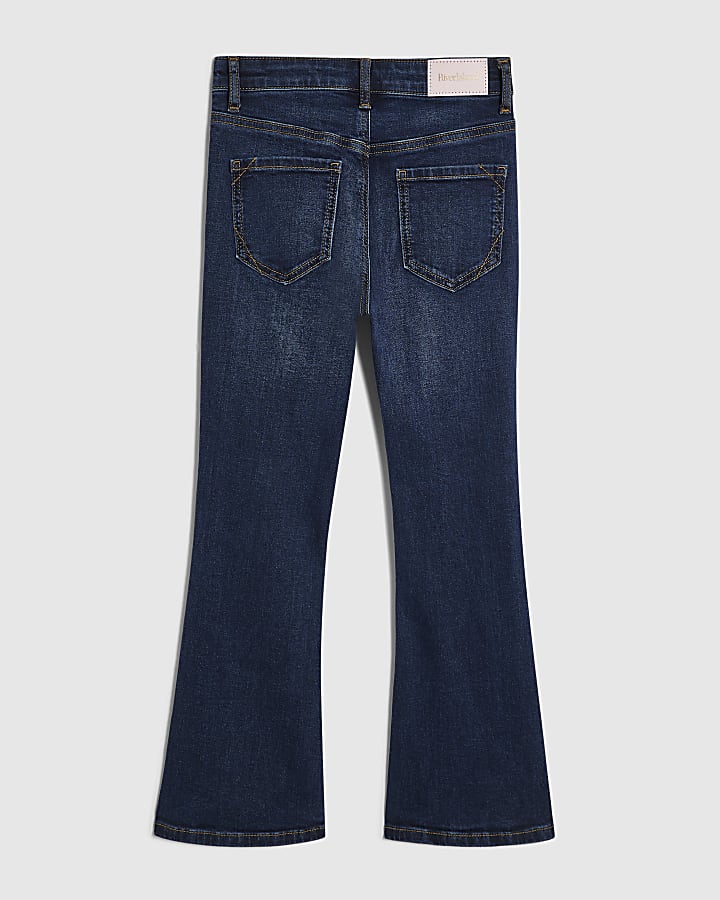 Girls Blue Flared Jeans With Keychain Bag