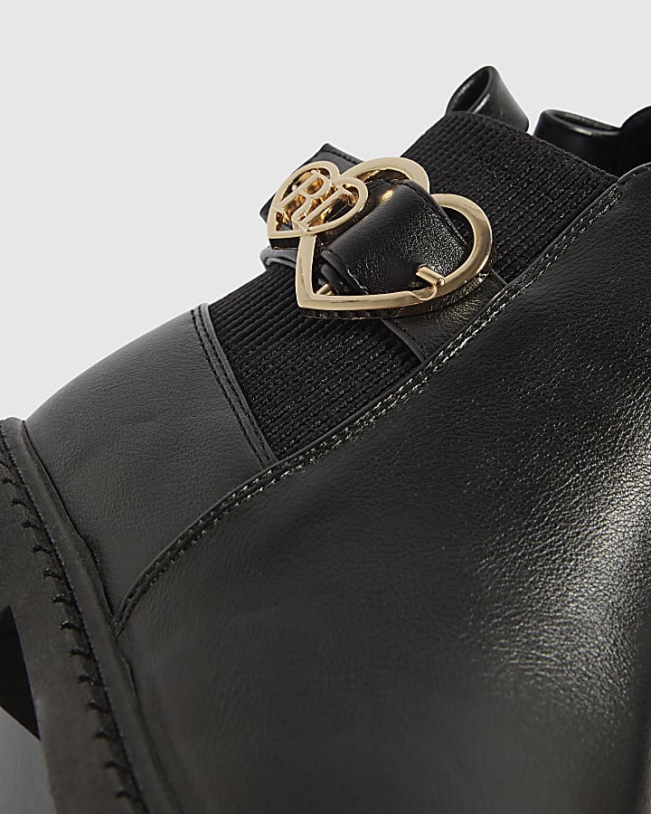 Girls Black Faux Leather Chelsea Boots