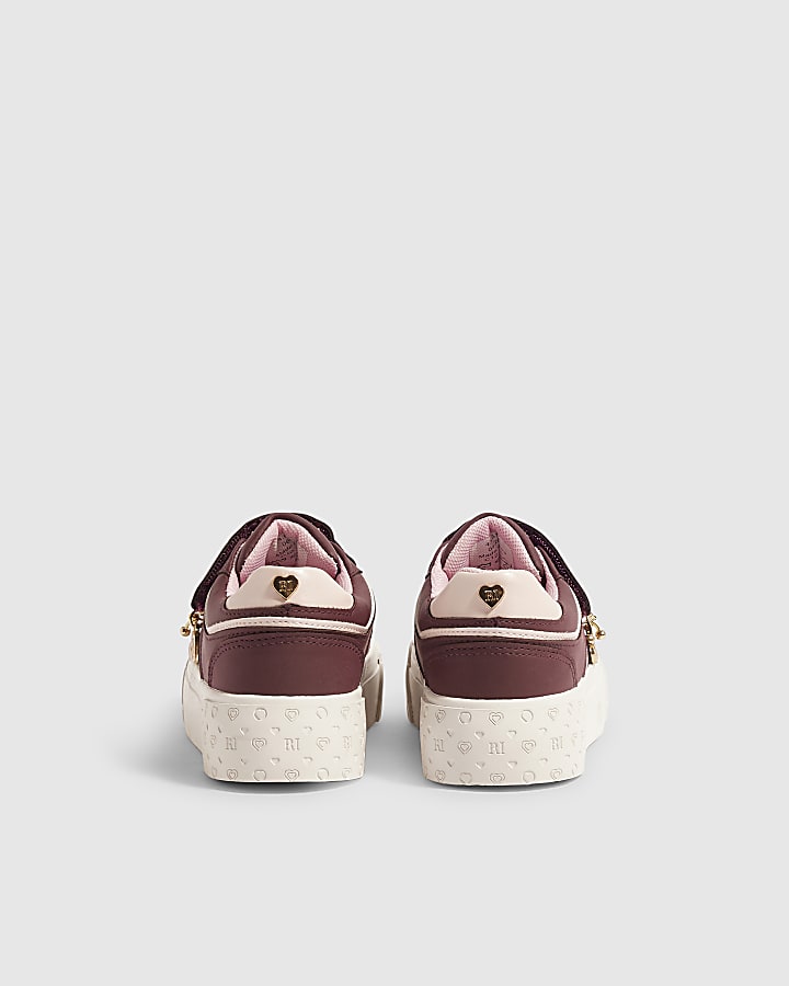 Girls Burgundy Chunky Monogram Trainers