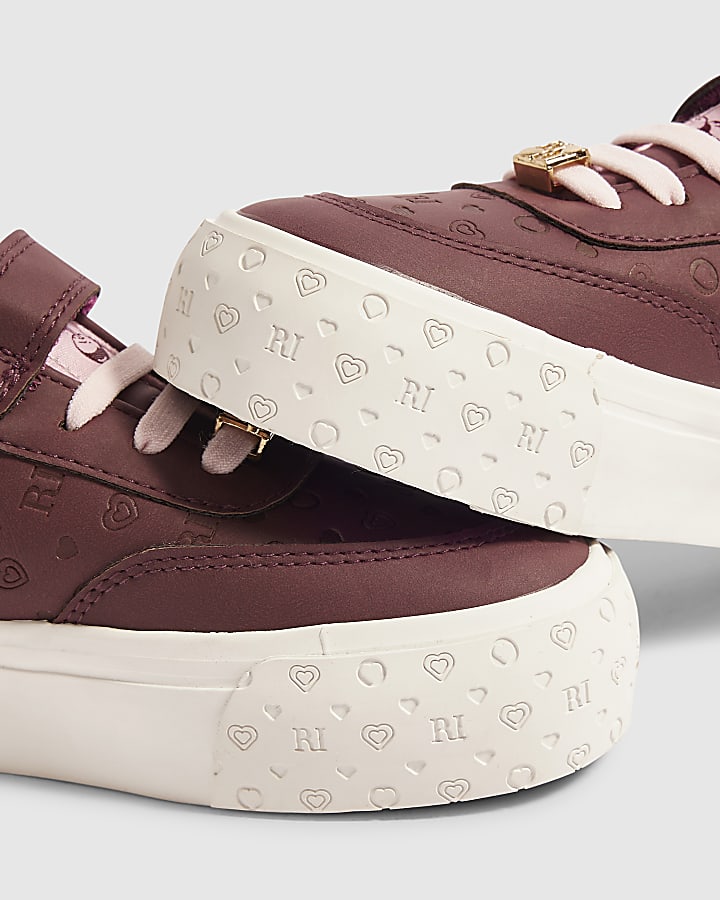 Girls Burgundy Chunky Monogram Trainers