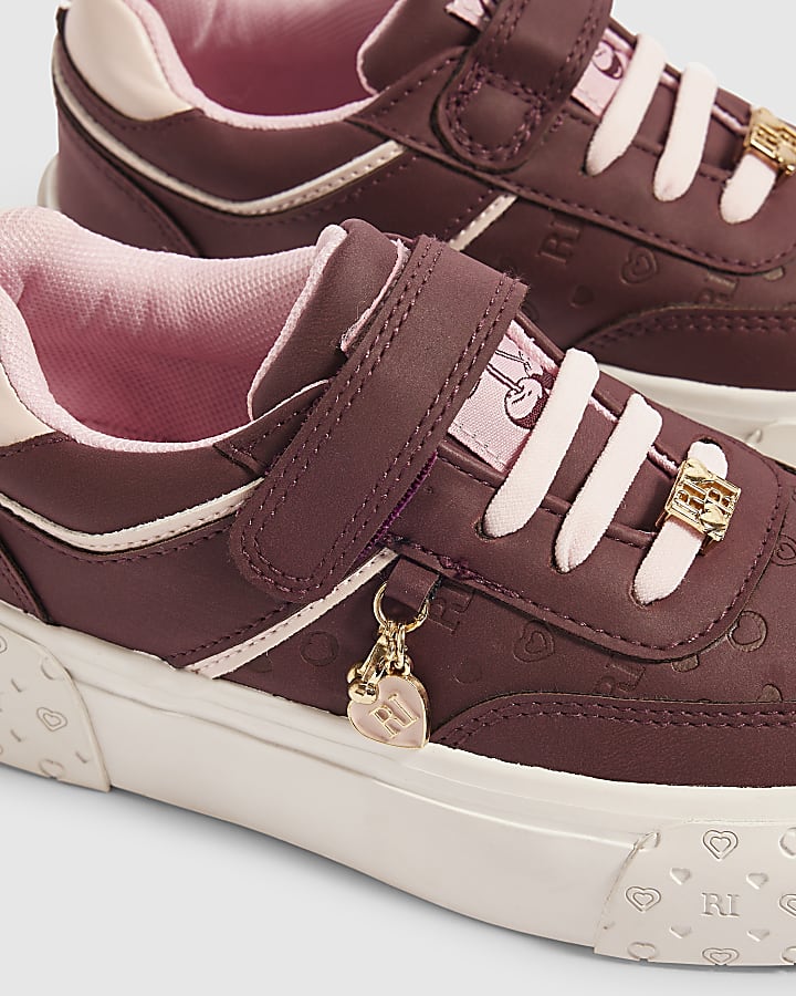 Girls Burgundy Chunky Monogram Trainers