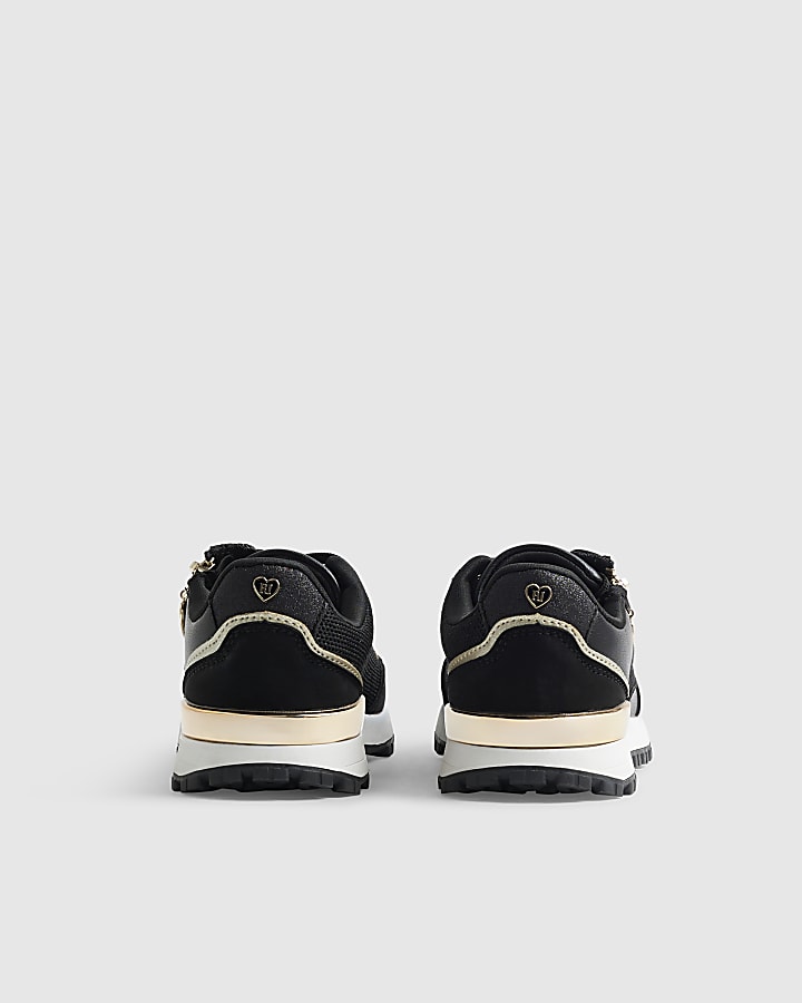 Girls Black Knitted Zip Trainers