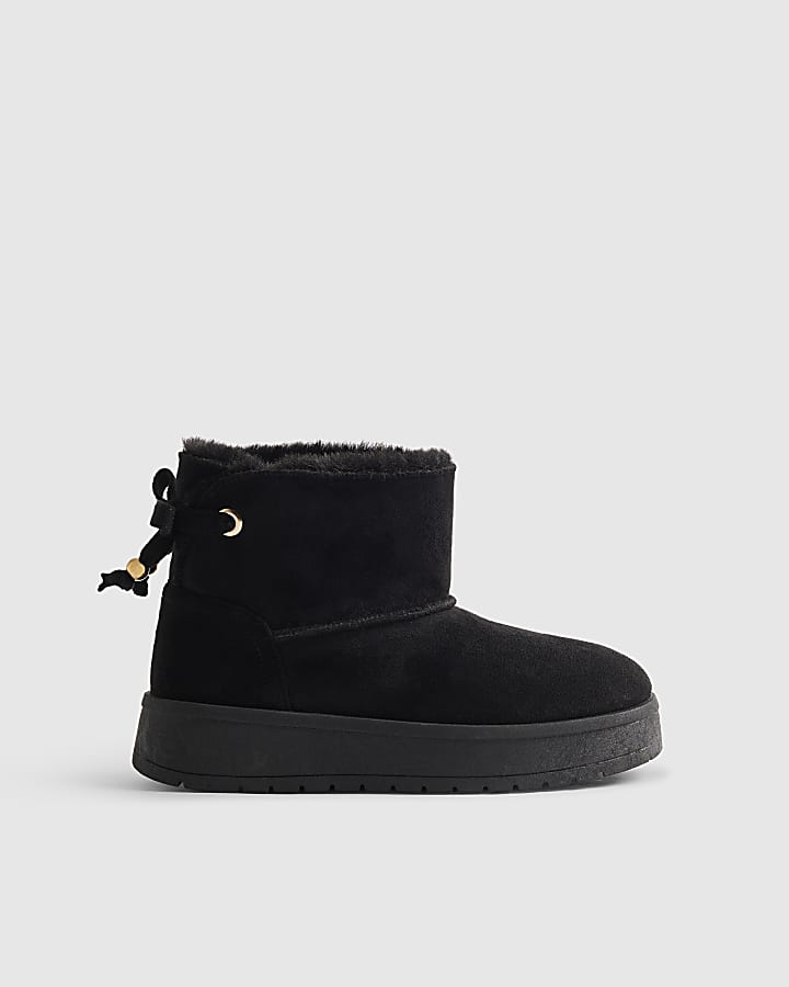 Girls Black Faux Fur Lined Boots