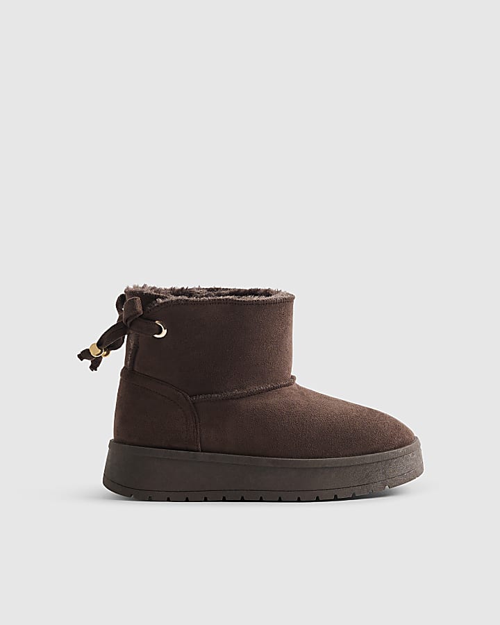 Girls Brown Faux Fur Lined Boots