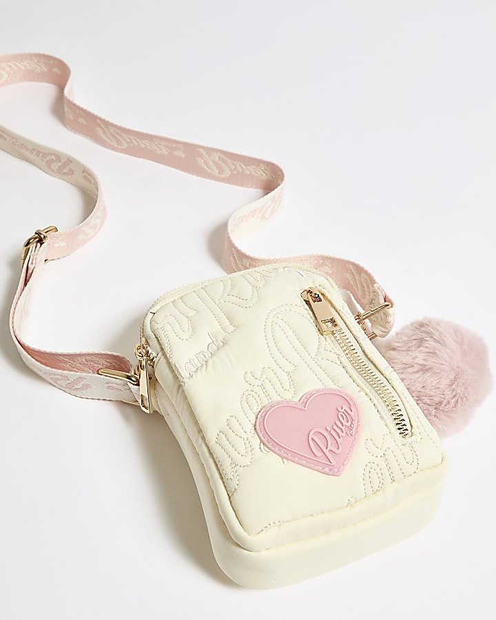 Girls Cream Embroidered Crossbody Bag