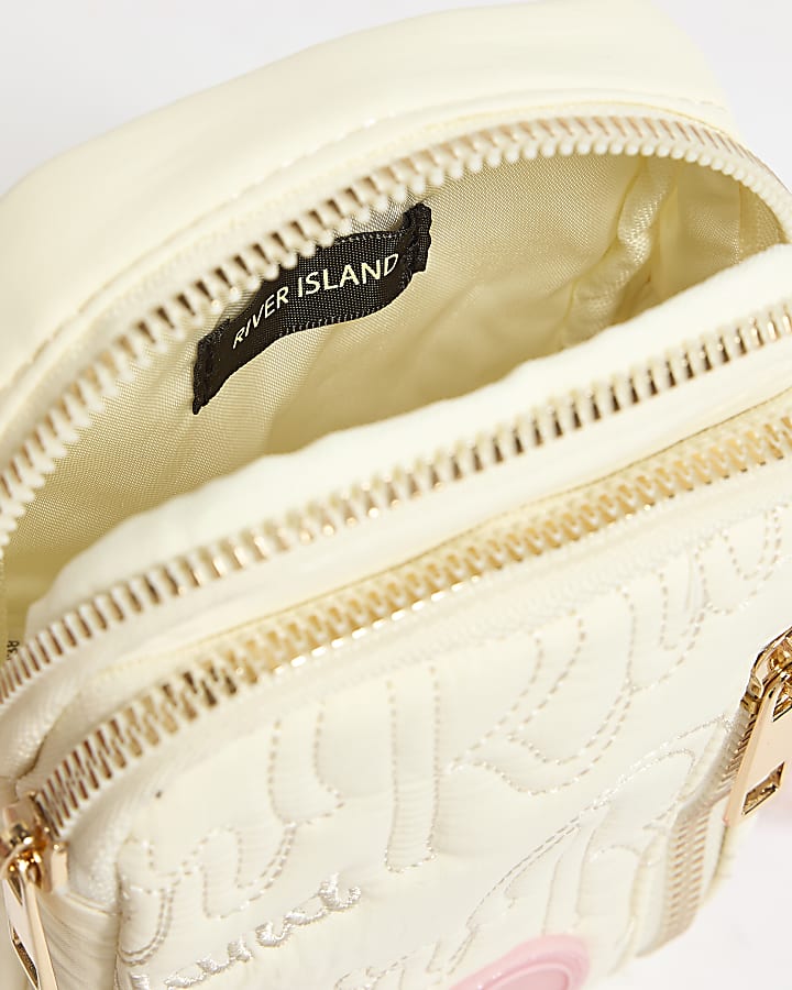 Girls Cream Embroidered Crossbody Bag