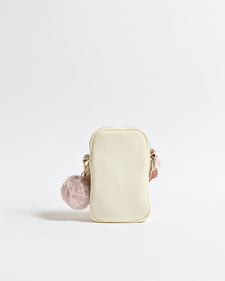 Girls Cream Embroidered Crossbody Bag