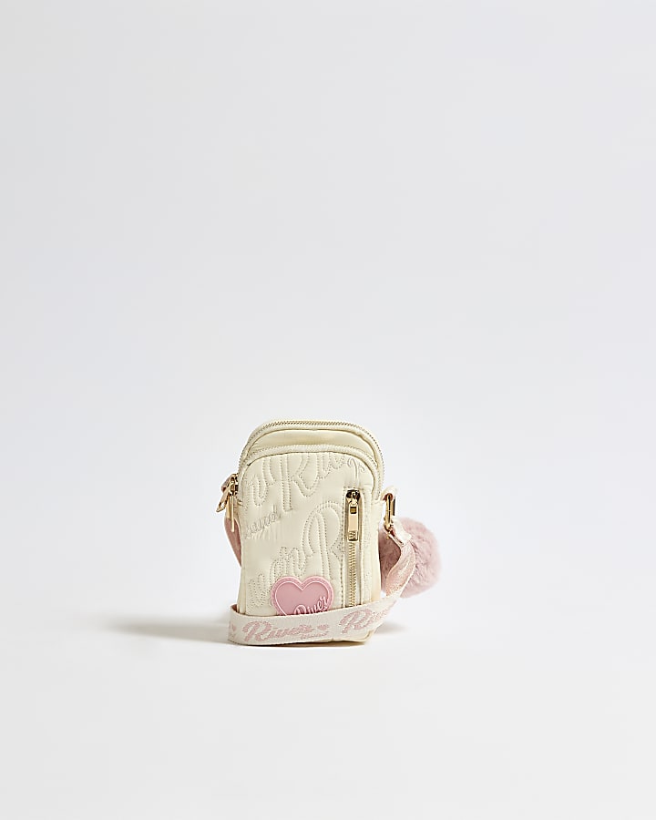 Girls Cream Embroidered Crossbody Bag