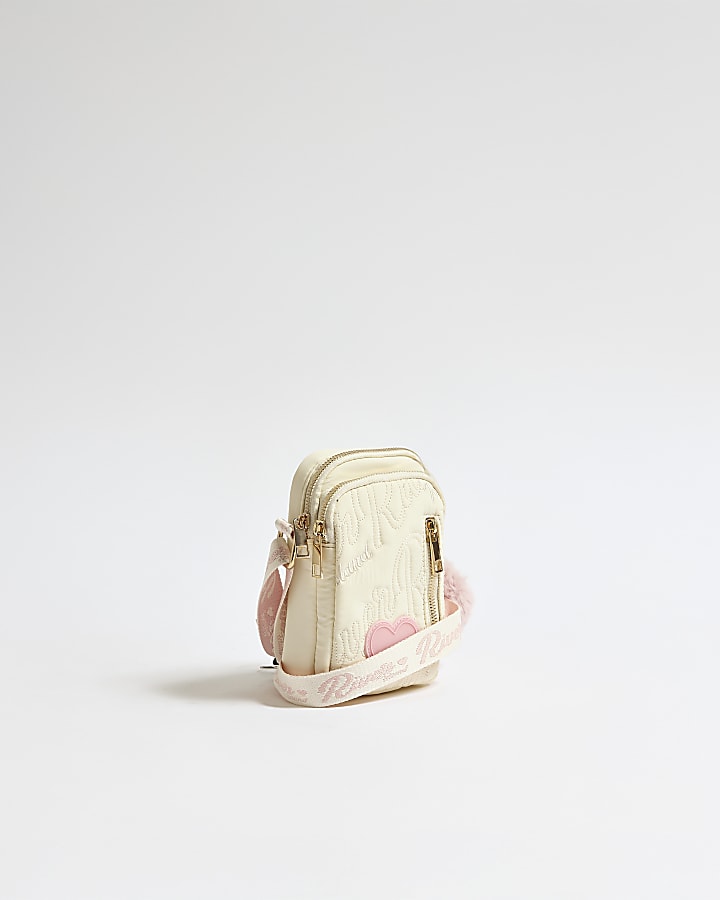 Girls Cream Embroidered Crossbody Bag