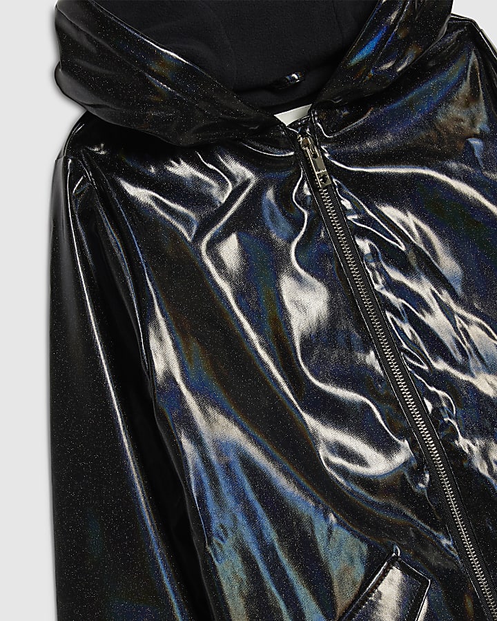Girls Black Glitter Rainmac