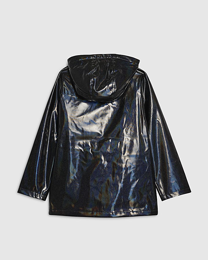 Girls Black Glitter Rainmac