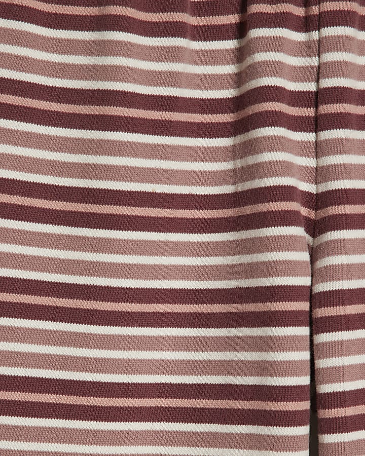 Girls Pink Stripe Wide Leg Trousers