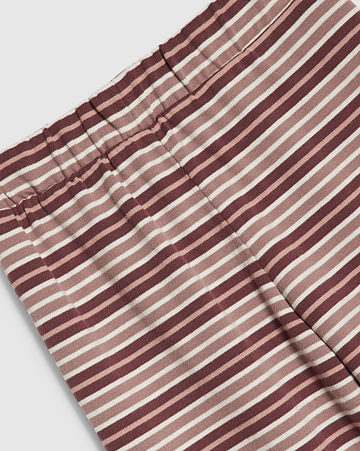 Girls Pink Stripe Wide Leg Trousers