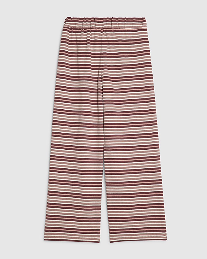 Girls Pink Stripe Wide Leg Trousers