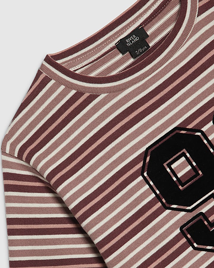 Girls Pink Stripe Number 98 Crop Top