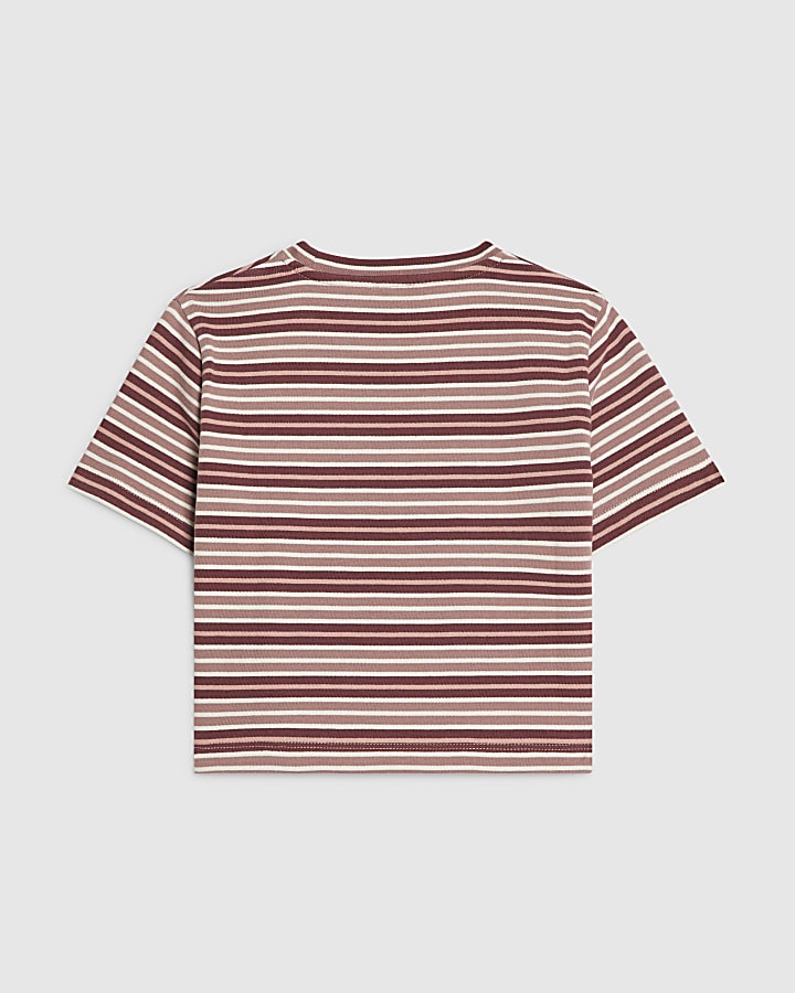 Girls Pink Stripe Number 98 Crop Top