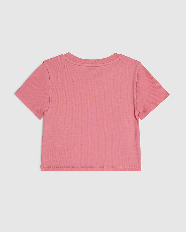 Girls Pink Sequin Embroidered T-Shirt