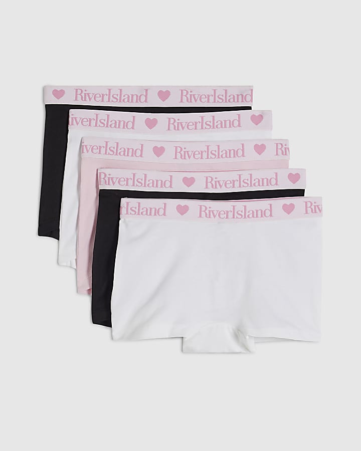 Girls Black Elasticated Pack Of 5 Briefs