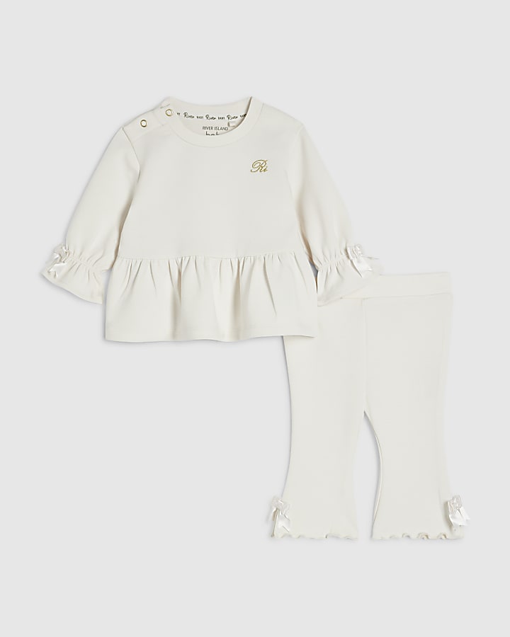 Baby Girls Cream Premium Sweatshirt Set