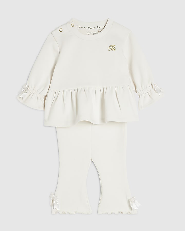 Baby Girls Cream Premium Sweatshirt Set