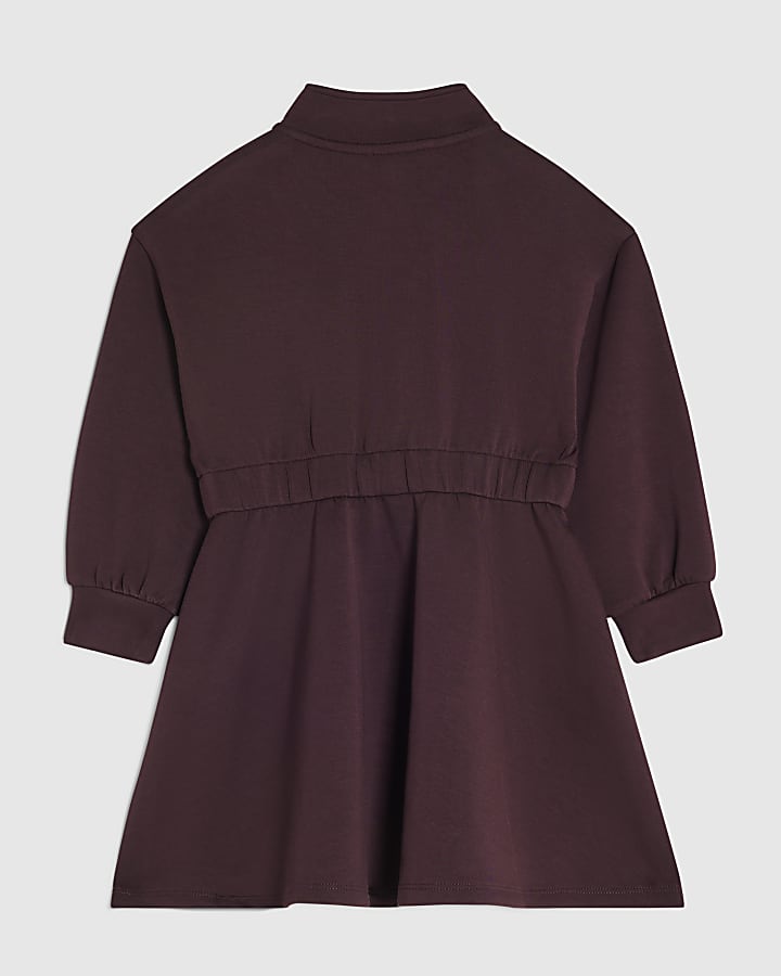 Mini Girls Purple Premium Half Zip Dress