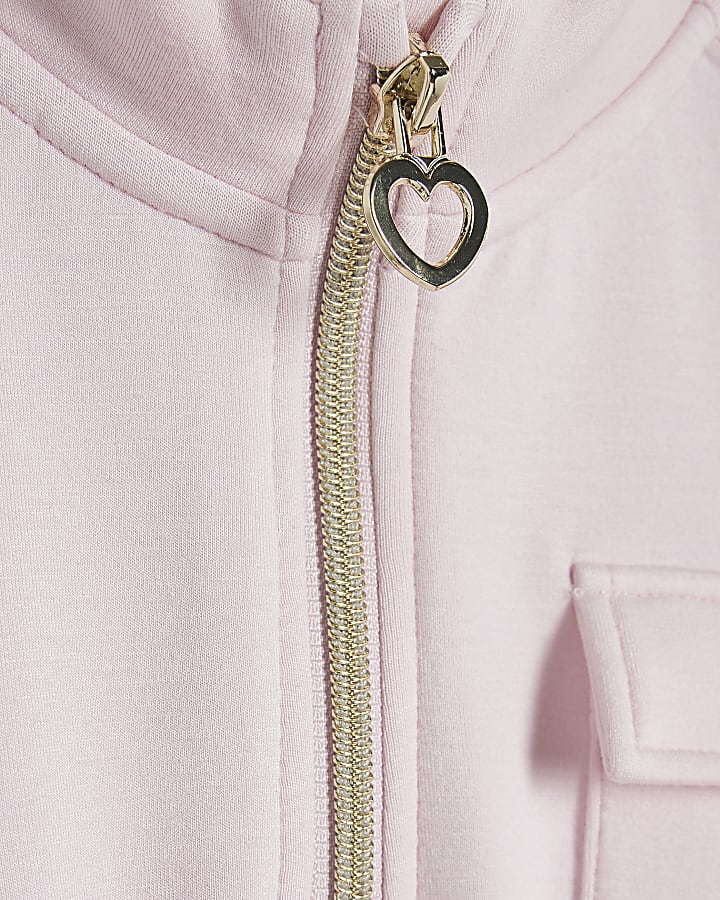 Mini Girls Pink Waisted Half Zip Mini Dress